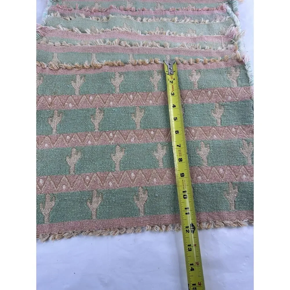 Southwestern Aztec Kilim Placemats Fringe Boho Blue Pink Unbranded Dining Set 7